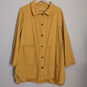 Minibee Long Yellow Button Down Jacket /Shacket women's size Medium